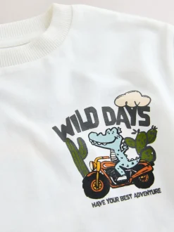 T-Shirts|Tops*Next White Dinosaur Oversized - T-shirt met korte mouwen en print op de rug (3mnd -7jr)