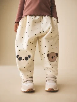 Broeken En Leggings|Next - Embellished Barrel Trousers (3mths-7yrs) White Mono Spot Bears
