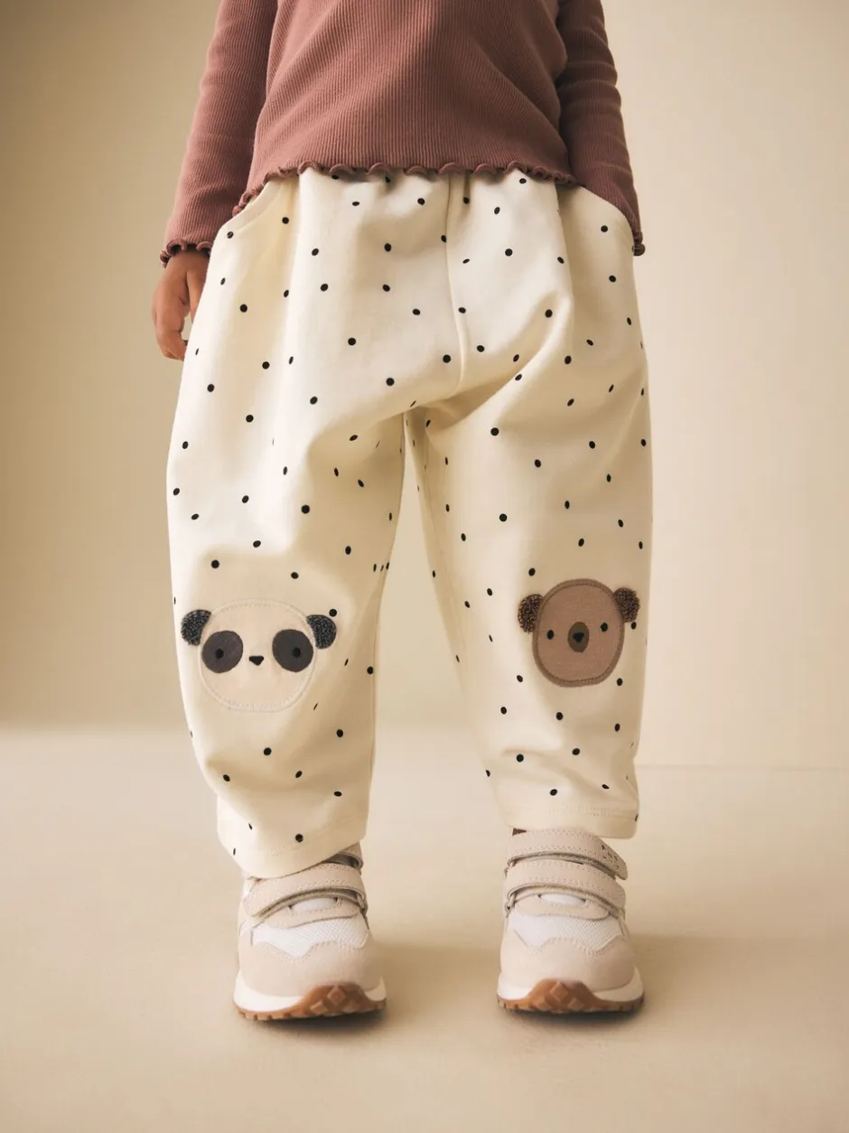 Broeken En Leggings|Next - Embellished Barrel Trousers (3mths-7yrs) White Mono Spot Bears