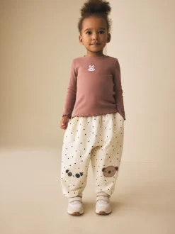 Broeken En Leggings|Next - Embellished Barrel Trousers (3mths-7yrs) White Mono Spot Bears