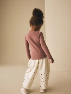Broeken En Leggings|Next - Embellished Barrel Trousers (3mths-7yrs) White Mono Spot Bears