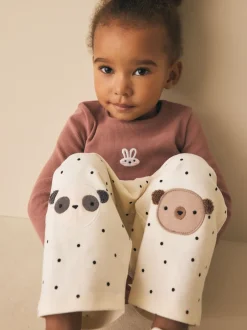 Broeken En Leggings|Next - Embellished Barrel Trousers (3mths-7yrs) White Mono Spot Bears
