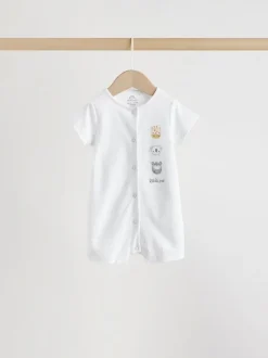 Rompertjes En Tuinbroeken|Next White Safari Animal Embroidered - Verpakking van 3 jersey babyrompertjes