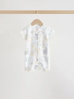 Rompertjes En Tuinbroeken|Next White Safari Animal Embroidered - Verpakking van 3 jersey babyrompertjes