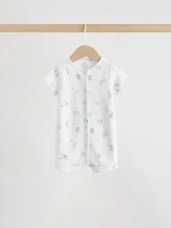 Rompertjes En Tuinbroeken|Next White Safari Animal Embroidered - Verpakking van 3 jersey babyrompertjes