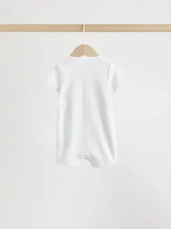 Rompertjes En Tuinbroeken|Next White Safari Animal Embroidered - Verpakking van 3 jersey babyrompertjes