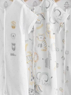 Rompertjes En Tuinbroeken|Next White Safari Animal Embroidered - Verpakking van 3 jersey babyrompertjes