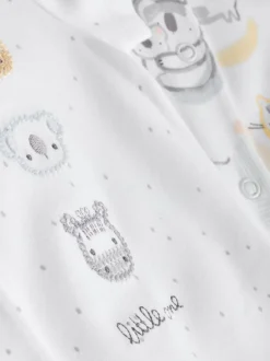 Rompertjes En Tuinbroeken|Next White Safari Animal Embroidered - Verpakking van 3 jersey babyrompertjes