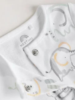 Rompertjes En Tuinbroeken|Next White Safari Animal Embroidered - Verpakking van 3 jersey babyrompertjes