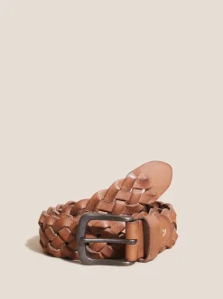 Riemen En Bretels|White Stuff geweven leren riem
