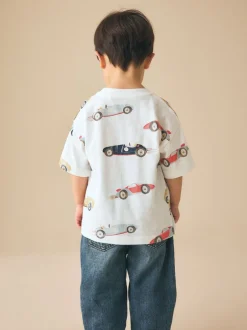 T-Shirts|Tops|Next - Short Sleeve All-Over Print T-Shirt (3 Month-7 Years) (3mths-7yrs) White Watercolour Car