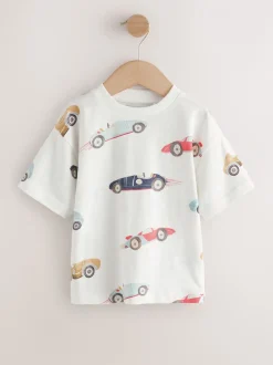 T-Shirts|Tops|Next - Short Sleeve All-Over Print T-Shirt (3 Month-7 Years) (3mths-7yrs) White Watercolour Car