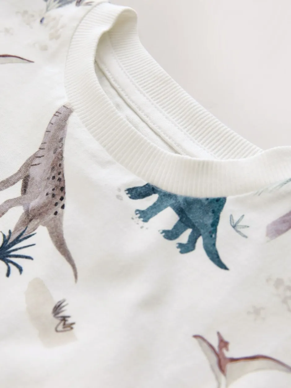 Tops|T-Shirts|Next - Short Sleeve All-Over Print T-Shirt (3 Month-7 Years) (3mths-7yrs) White Watercolour Dinosaurs