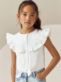 Overhemden En Blouses*Next - 100% katoenen blouse met strik aan de voorkant (3 - 16 jr) Wit