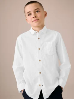 Shirts*Next - 100% linnen overhemd met lange mouwen (3-16jr) Wit