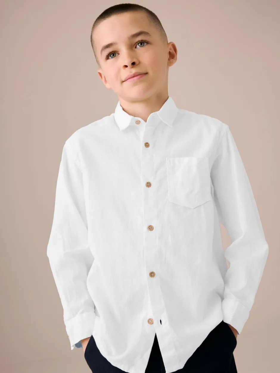 Shirts*Next - 100% linnen overhemd met lange mouwen (3-16jr) Wit