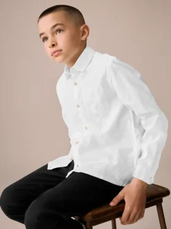 Shirts*Next - 100% linnen overhemd met lange mouwen (3-16jr) Wit