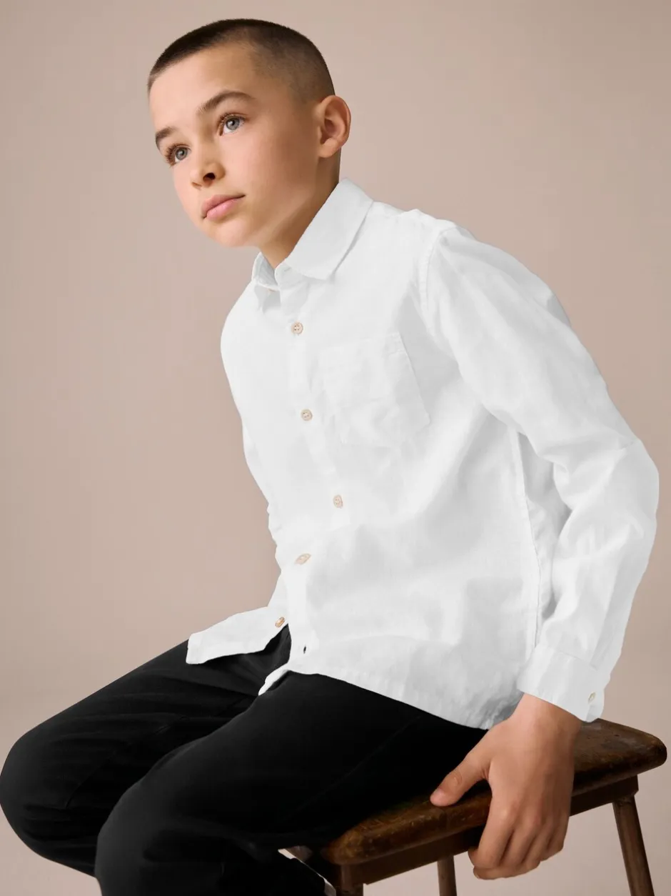 Shirts*Next - 100% linnen overhemd met lange mouwen (3-16jr) Wit