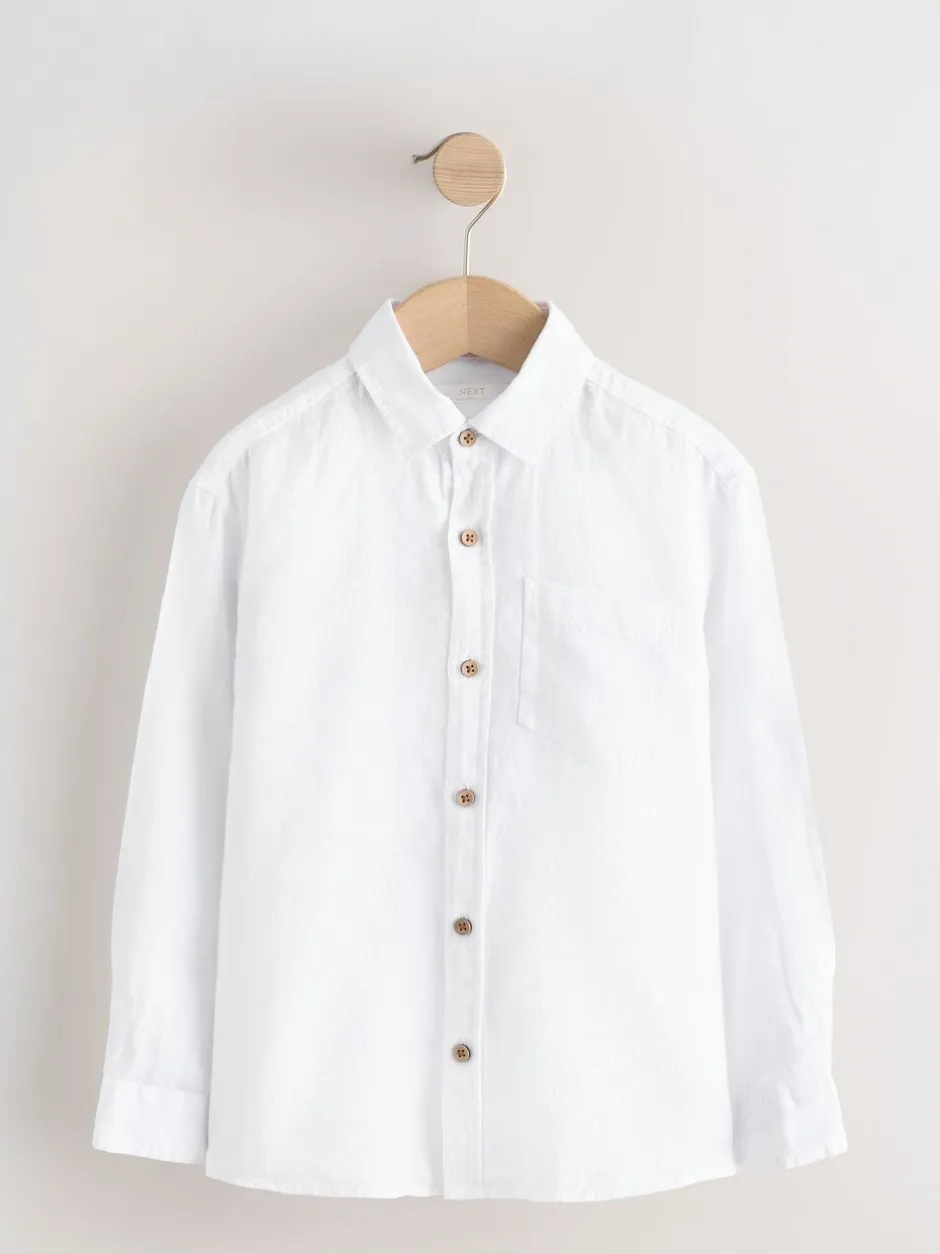 Shirts*Next - 100% linnen overhemd met lange mouwen (3-16jr) Wit