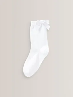 Sokken En Panty's|Sokken En Panty's*Next Wit - 5 Paar enkellange schoolsokken met strik en hoog katoengehalte