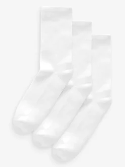 Sokken En Panty's|Sportkleding|Next Wit - 3 Paar geribbelde enkelsokken met verzachte onderkant en voetholteondersteuning