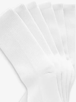 Sokken En Panty's|Sportkleding|Next Wit - 3 Paar geribbelde enkelsokken met verzachte onderkant en voetholteondersteuning