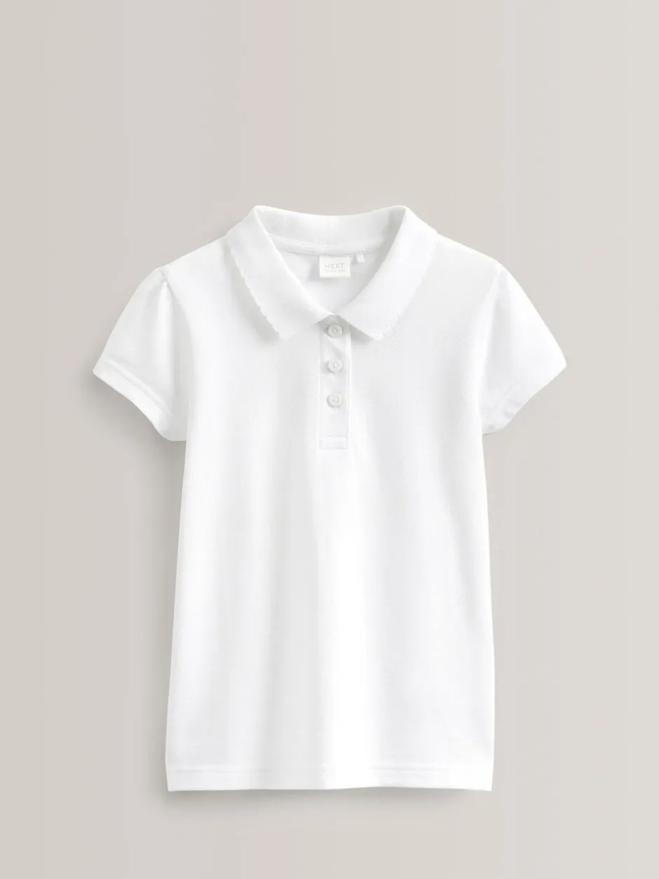 Schoolkleding|Tops*Next - 5 -pack 100% katoenen poloshirts met korte mouwen (3-16jaar) Wit