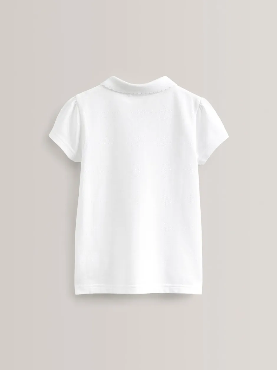 Schoolkleding|Tops*Next - 5 -pack 100% katoenen poloshirts met korte mouwen (3-16jaar) Wit