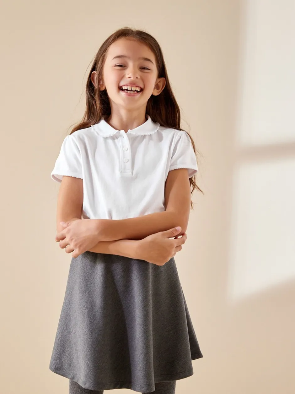 Schoolkleding*Next - 2 Pack katoenen stretchy schoolpoloTops met rucheskraag (3-16jr) Wit