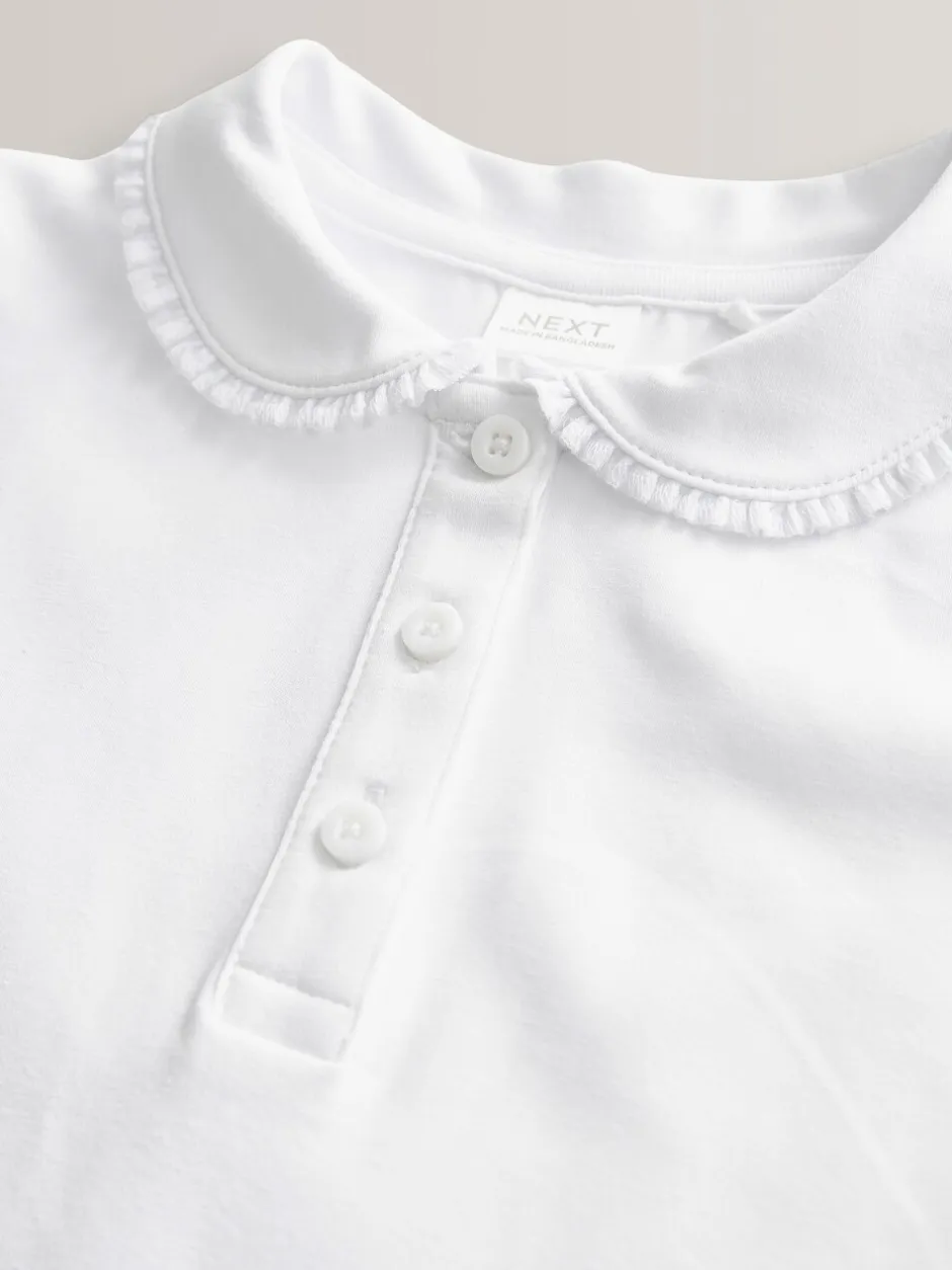 Schoolkleding*Next - 2 Pack katoenen stretchy schoolpoloTops met rucheskraag (3-16jr) Wit