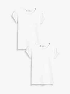 Schoolkleding|T-Shirts*Next Wit - 2 -pack T-shirts met pofmouwen (3-16jaar)