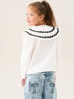 Overhemden En Blouses|Angel & Rocket - Leonie Double Collar Spot Blouse Wit