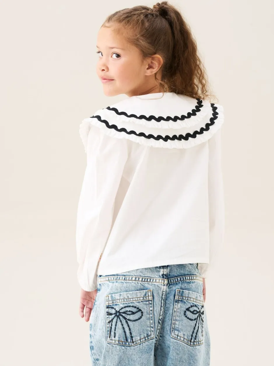 Overhemden En Blouses|Angel & Rocket - Leonie Double Collar Spot Blouse Wit