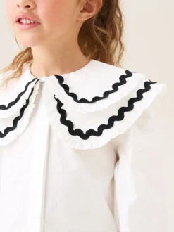 Overhemden En Blouses|Angel & Rocket - Leonie Double Collar Spot Blouse Wit