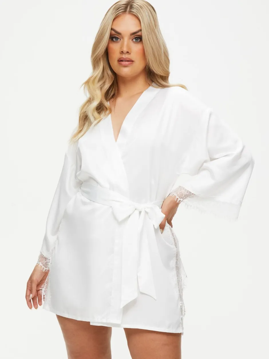 Badjassen*Ann Summers - Cherryann satijnen kimono Wit