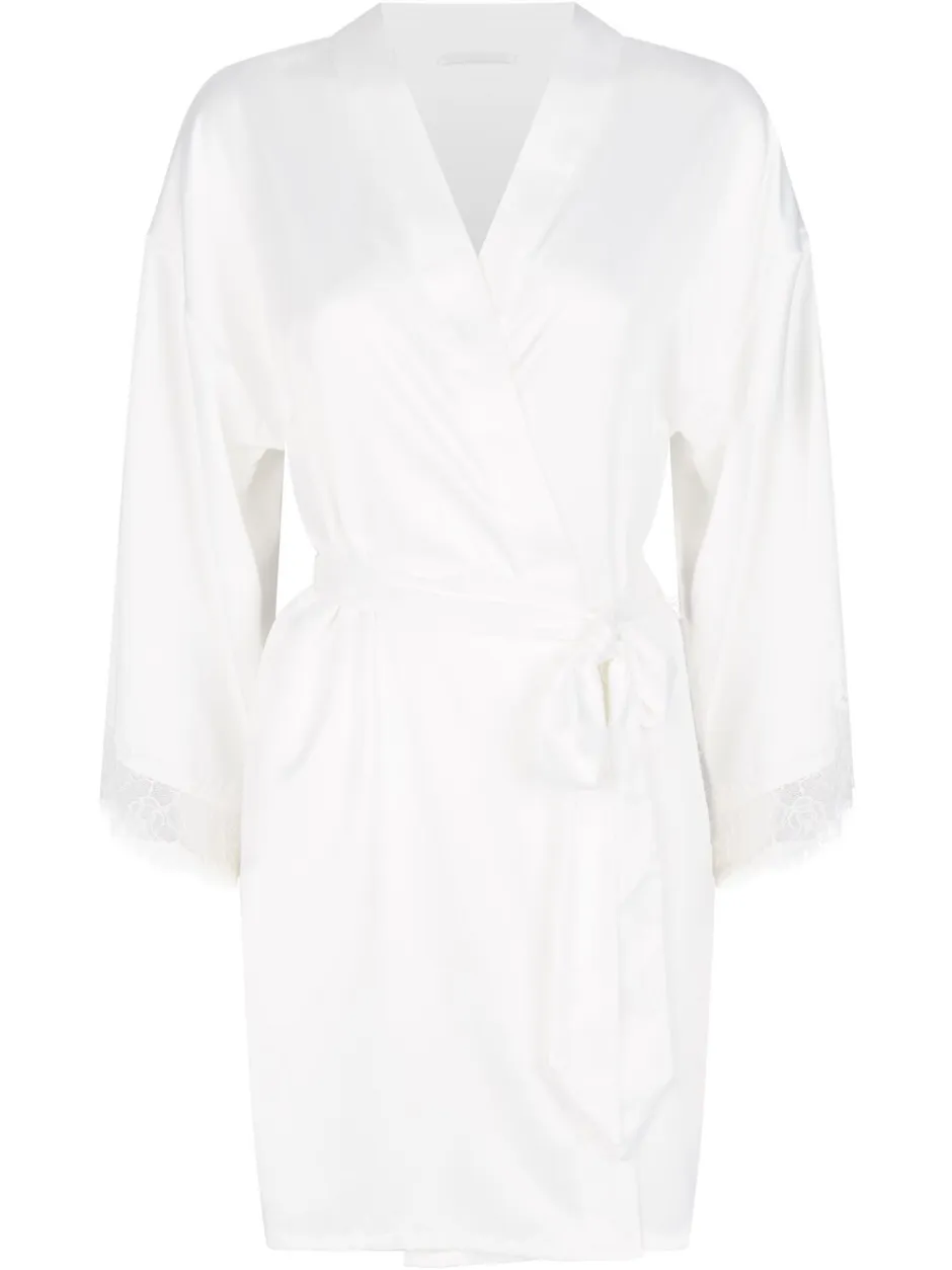 Badjassen*Ann Summers - Cherryann satijnen kimono Wit