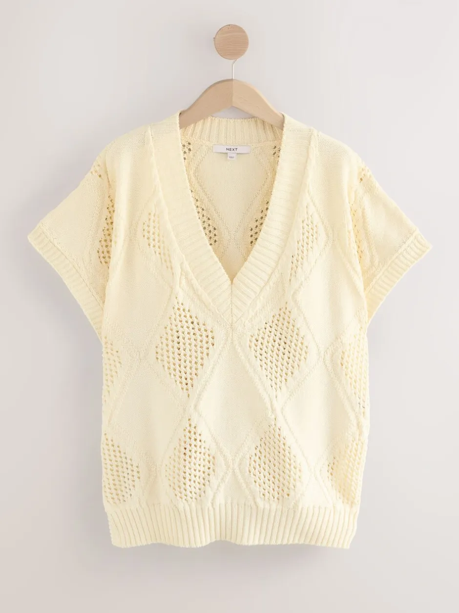 Gebreide Kleding|Tops En T-Shirts*Next Wit - Argyle Open Knit Tank Cover-Up
