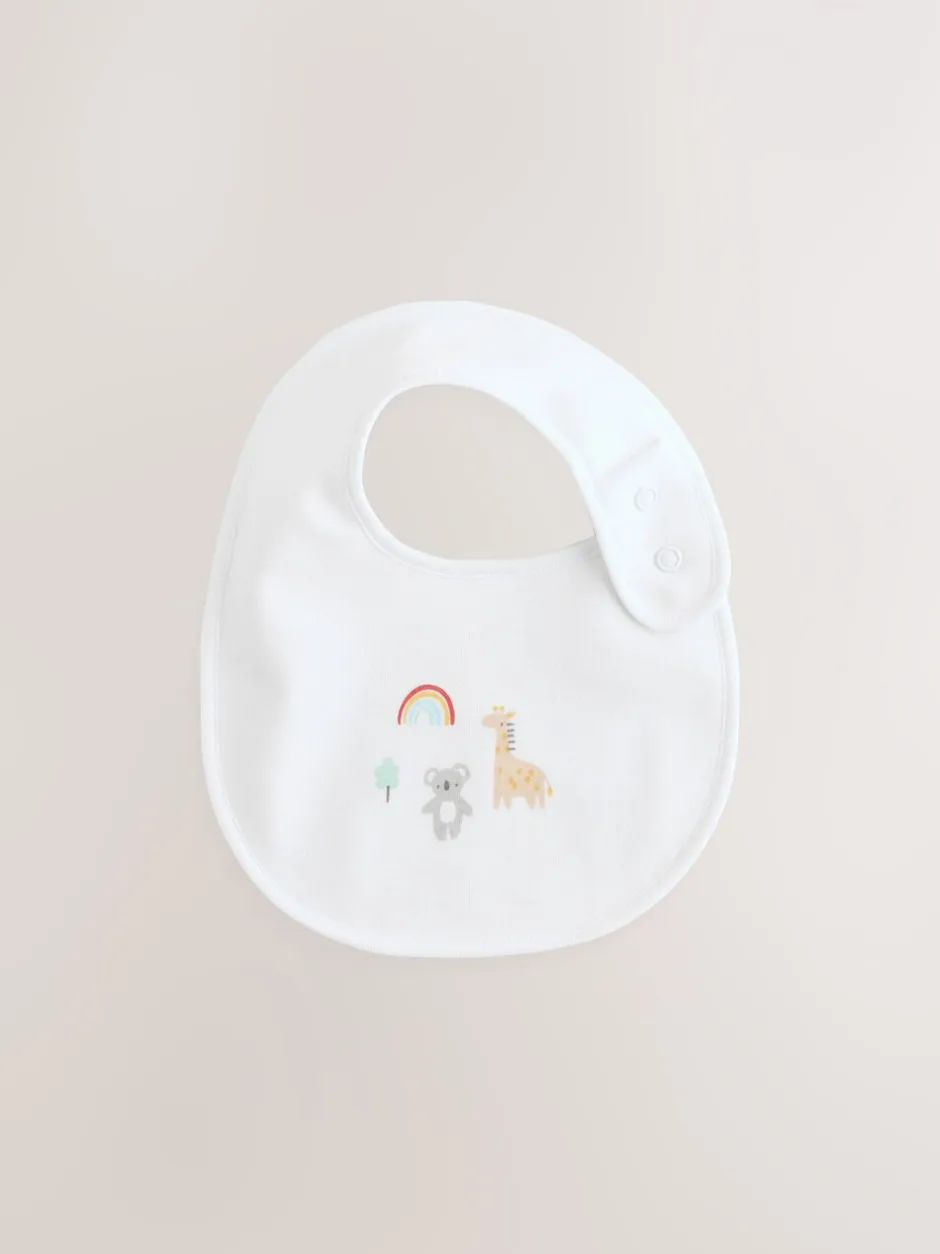 Rompertjes En Hemdjes|Rompertjes En Hemdjes*Next Wit - Babyslabbetjes met dierenprint 5 stuks