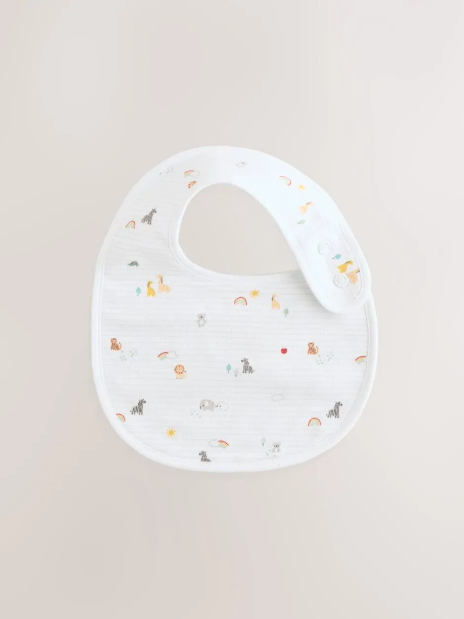 Rompertjes En Hemdjes|Rompertjes En Hemdjes*Next Wit - Babyslabbetjes met dierenprint 5 stuks