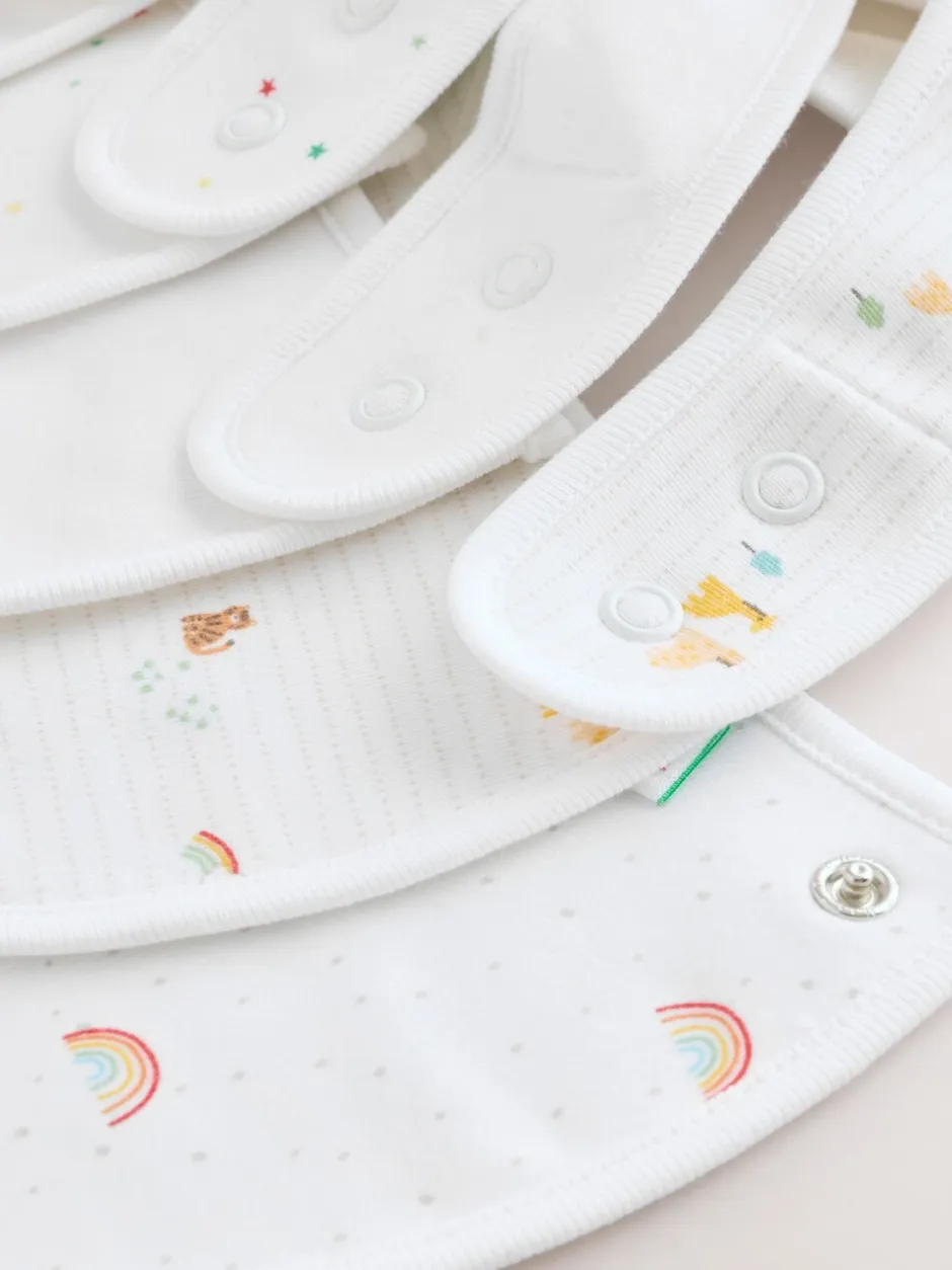 Rompertjes En Hemdjes|Rompertjes En Hemdjes*Next Wit - Babyslabbetjes met dierenprint 5 stuks