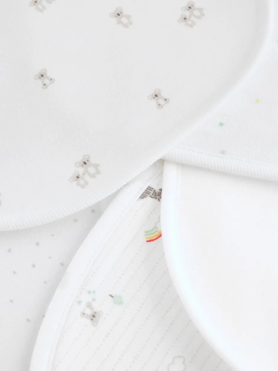 Rompertjes En Hemdjes|Rompertjes En Hemdjes*Next Wit - Babyslabbetjes met dierenprint 5 stuks