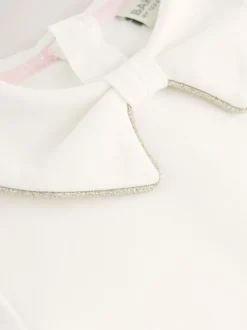 Jurken|Jurken*Baker by Ted Baker - - Jurk van Ponte-stof met strikkraag Wit