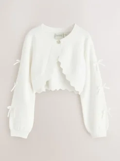 Gebreide Kleding*Baker by Ted Baker - Bow Sleeve Scallop Edge Cardigan Wit