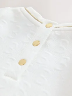 Gelegenheidskleding*Baker by Ted Baker - Jacquard jurk met reliëf en mesh zoom Wit