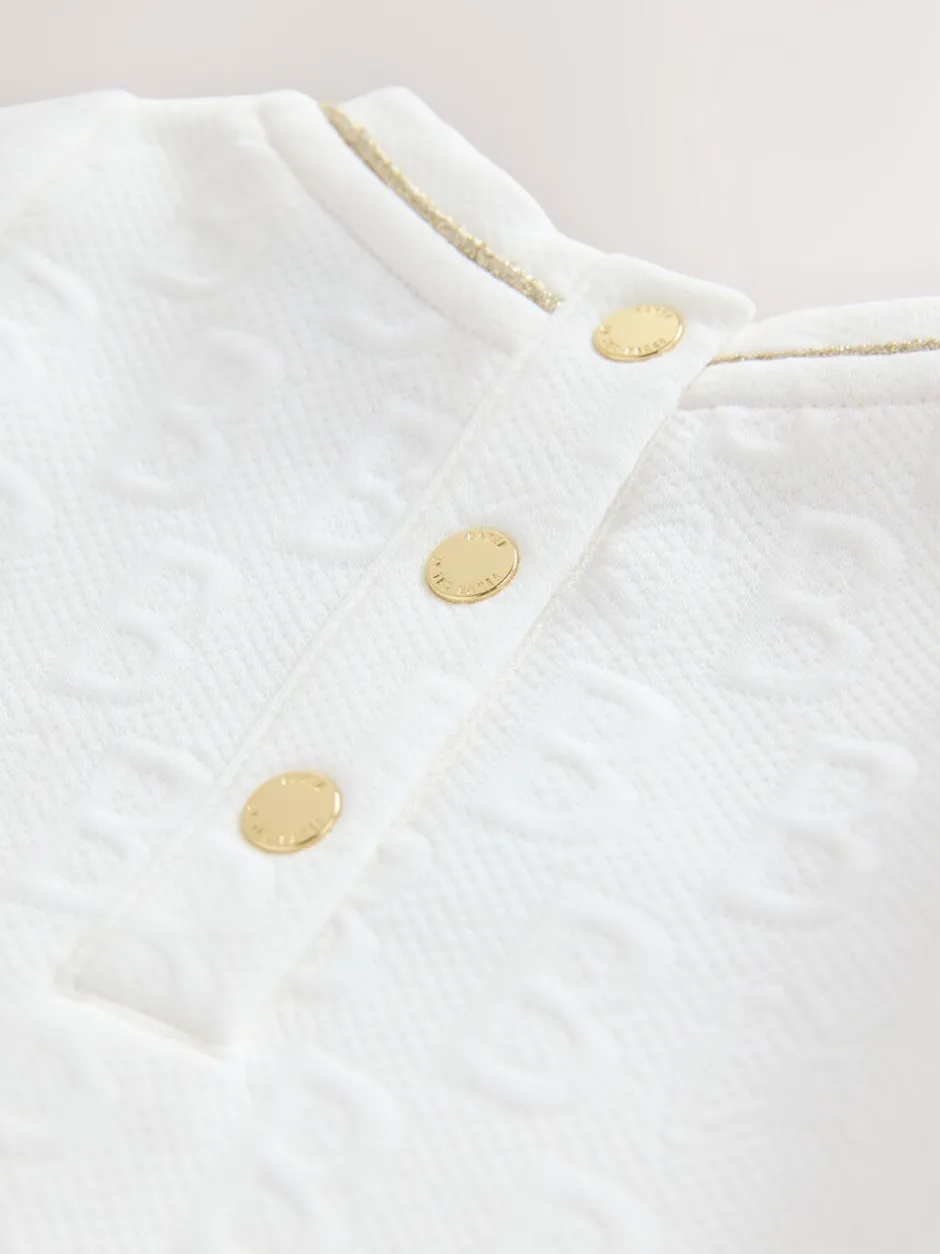 Gelegenheidskleding*Baker by Ted Baker - Jacquard jurk met reliëf en mesh zoom Wit