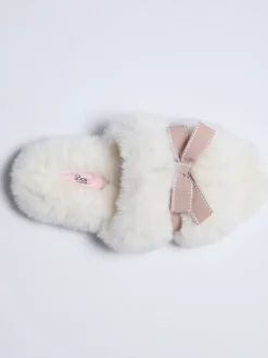 Pantoffels|Boux Avenue - Plush Bow Mix Slipper Sliders Wit