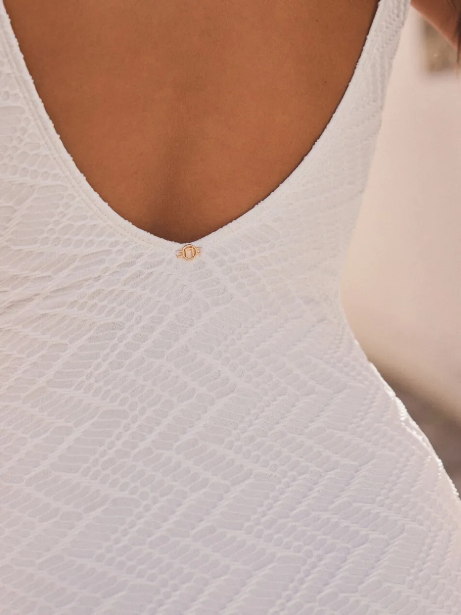 Badkleding|Next Wit - Buikbedekkend badpak met ruime ronde hals