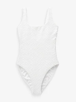 Badkleding|Next Wit - Buikbedekkend badpak met ruime ronde hals