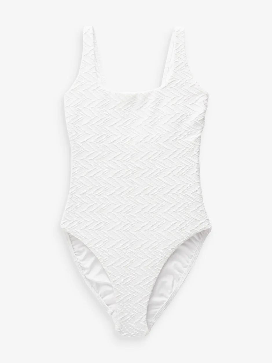 Badkleding|Next Wit - Buikbedekkend badpak met ruime ronde hals