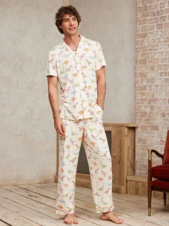 Pyjama's|Chelsea Peers - Dinosaur Print Long Pyjama Set Wit